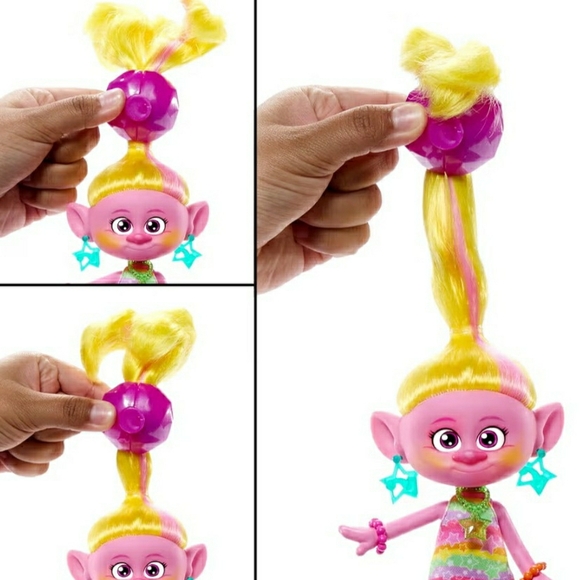 DreamWorks Trolls Doll with Pink and Yellow Hair - Picture 5 of 6